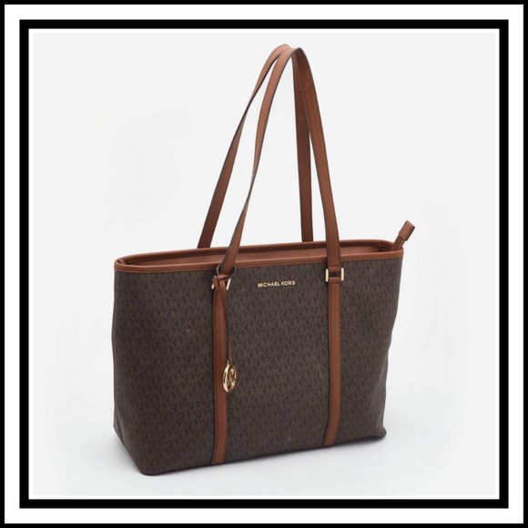 Michael Kors Handbags - Michael Kors Jet Set Signature Tote • Large • Brown/Acorn [Tote #2]